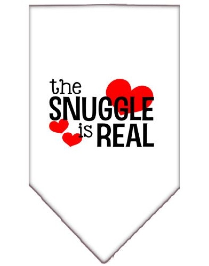 The Snuggle is Real Screen Print Bandana White Large