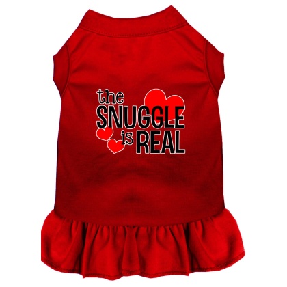 The Snuggle is Real Screen Print Dog Dress Red 4X