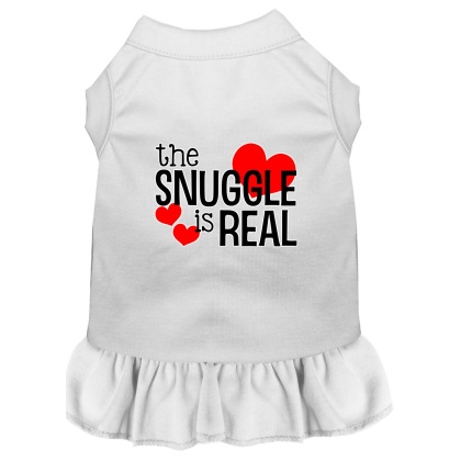 The Snuggle is Real Screen Print Dog Dress White 4X