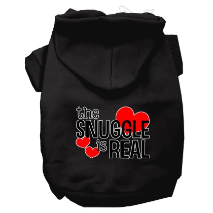 The Snuggle is Real Screen Print Dog Hoodie Black L