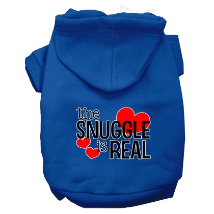 The Snuggle is Real Screen Print Dog Hoodie Blue L