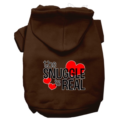 The Snuggle is Real Screen Print Dog Hoodie Brown L