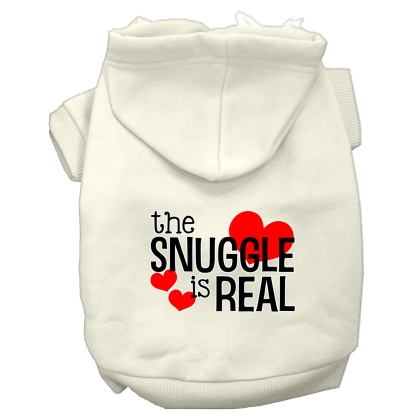 The Snuggle is Real Screen Print Dog Hoodie Cream L