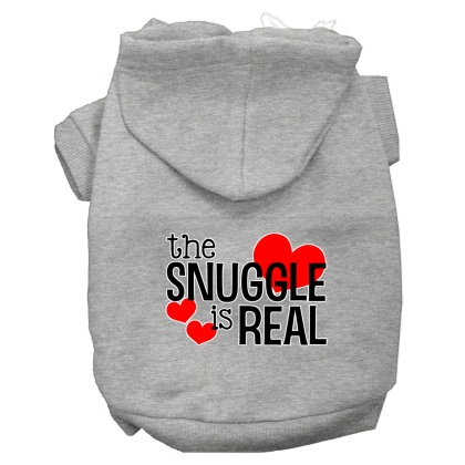 The Snuggle is Real Screen Print Dog Hoodie Grey L