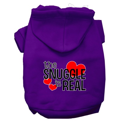 The Snuggle is Real Screen Print Dog Hoodie Purple L