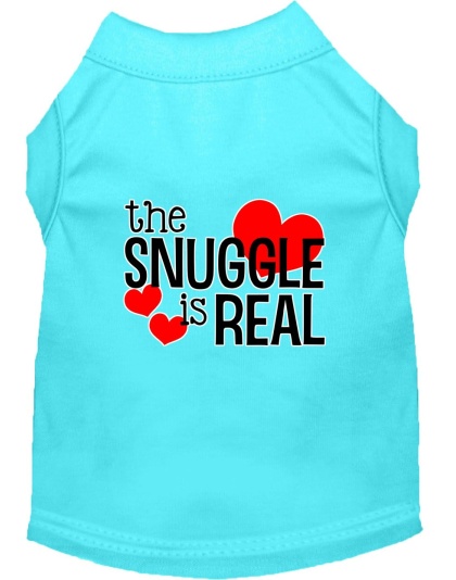 The Snuggle is Real Screen Print Dog Shirt Aqua Lg