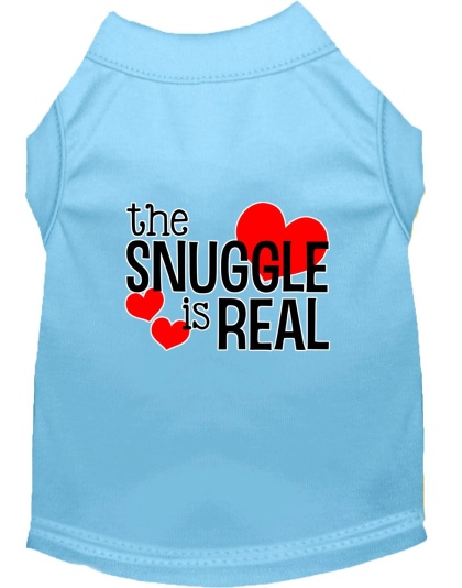 The Snuggle is Real Screen Print Dog Shirt Baby Blue Lg