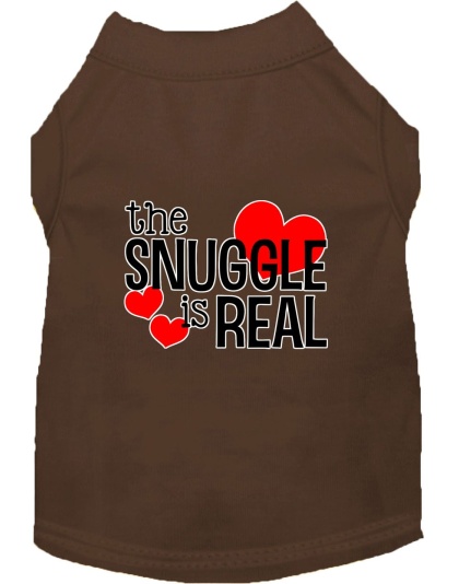 The Snuggle is Real Screen Print Dog Shirt Brown Lg