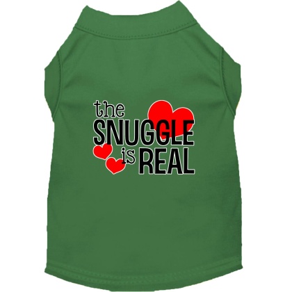 The Snuggle is Real Screen Print Dog Shirt Green Lg