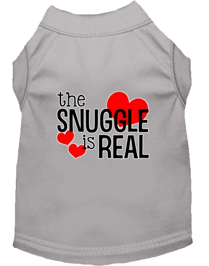 The Snuggle is Real Screen Print Dog Shirt Grey Lg