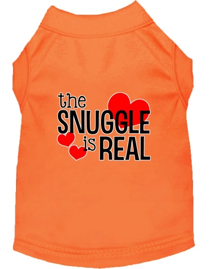 The Snuggle is Real Screen Print Dog Shirt Orange Lg