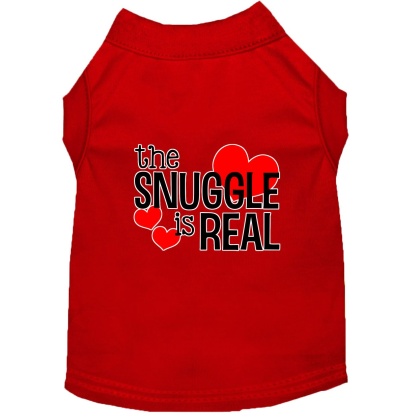 The Snuggle is Real Screen Print Dog Shirt Red Lg