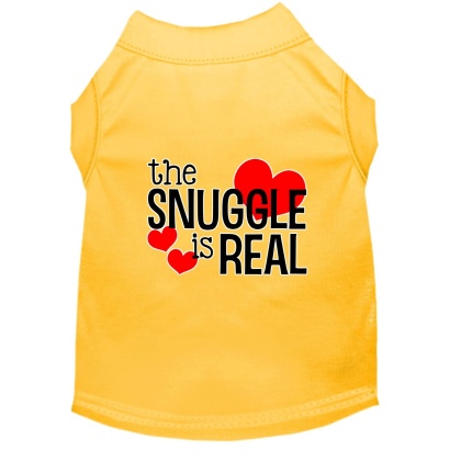 The Snuggle is Real Screen Print Dog Shirt Yellow Lg