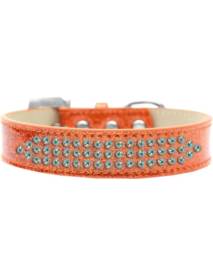 Three Row AB Crystal Ice Cream Dog Collar Orange Size 12