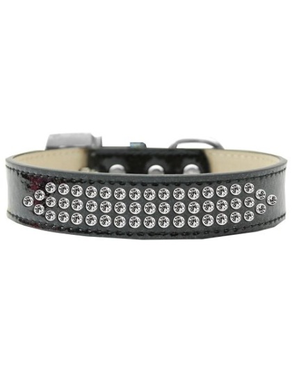 Three Row Clear Crystal Ice Cream Dog Collar Black Size 12