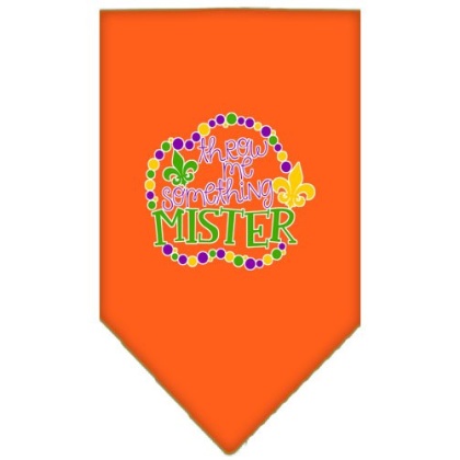 Throw me Something Screen Print Mardi Gras Bandana Orange Large