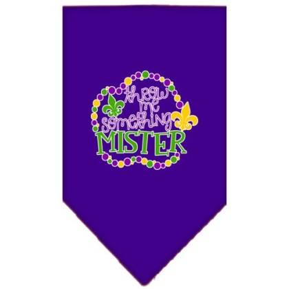 Throw me Something Screen Print Mardi Gras Bandana Purple Large