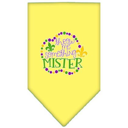 Throw me Something Screen Print Mardi Gras Bandana Yellow Large