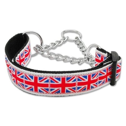 Tiled Union Jack(UK Flag) Nylon Ribbon Collar Martingale Large