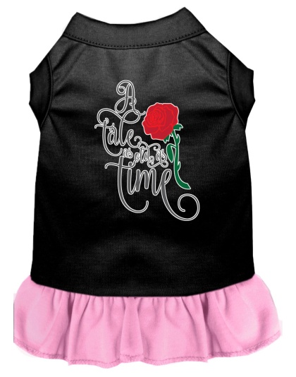 Timeless Tale Screen Print Dog Dress Black with Light Pink Lg