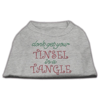 Tinsel in a Tangle Rhinestone Dog Shirt Grey Lg