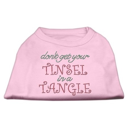 Tinsel in a Tangle Rhinestone Dog Shirt Light Pink Lg