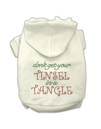 Tinsel in a Tangle Rhinestone Hoodies Cream L