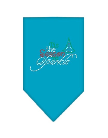 Tis the Season to Sparkle Rhinestone Bandana Turquoise Large