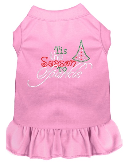 Tis the Season to Sparkle Rhinestone Dog Dress Light Pink 4X