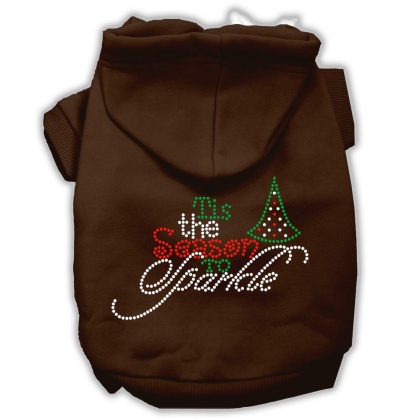 Tis the Season to Sparkle Rhinestone Dog Hoodie Brown L