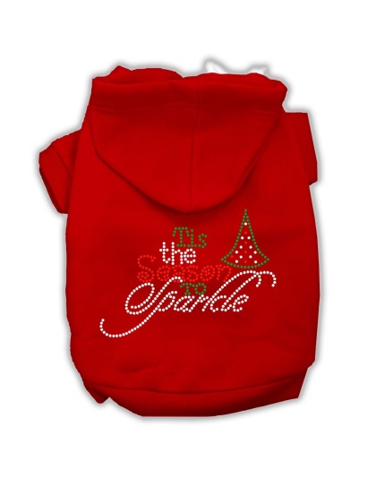 Tis the Season to Sparkle Rhinestone Dog Hoodie Red L