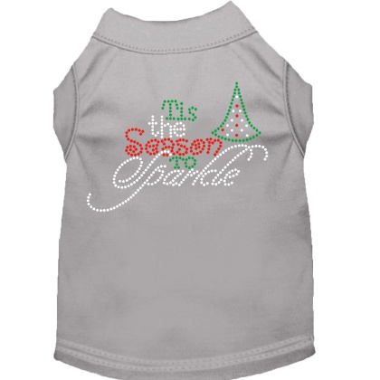 Tis the Season to Sparkle Rhinestone Dog Shirt Grey Lg