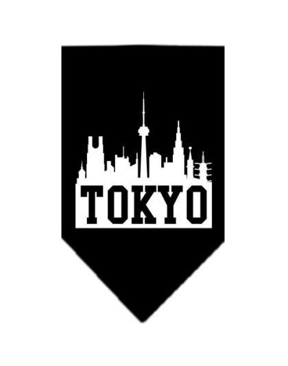 Tokyo Skyline Screen Print Bandana Black Large