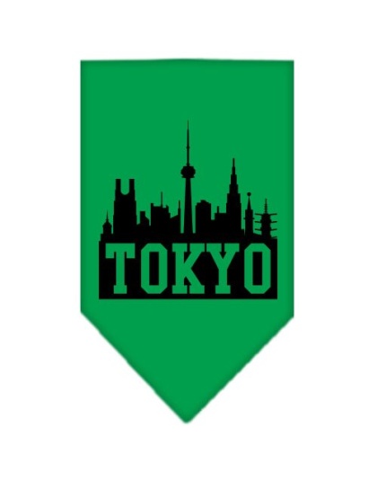 Tokyo Skyline Screen Print Bandana Emerald Green Large