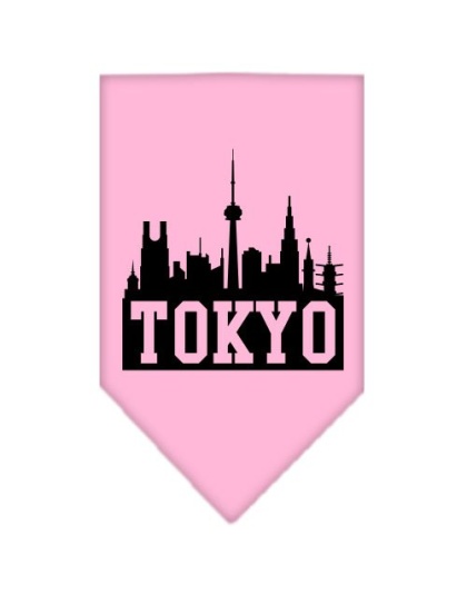 Tokyo Skyline Screen Print Bandana Light Pink Large