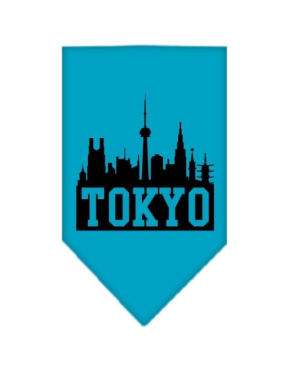 Tokyo Skyline Screen Print Bandana Turquoise Large