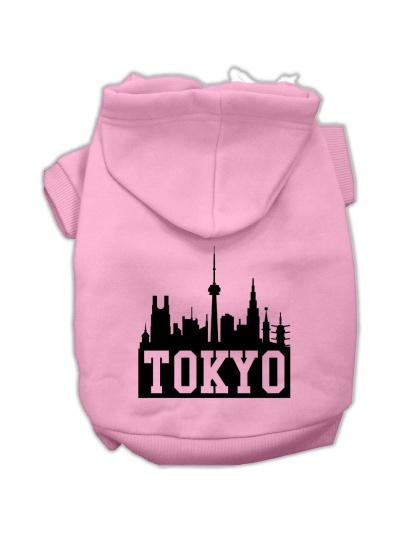 Tokyo Skyline Screen Print Pet Hoodies Light Pink Size Lg