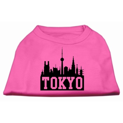 Tokyo Skyline Screen Print Shirt Bright Pink Lg