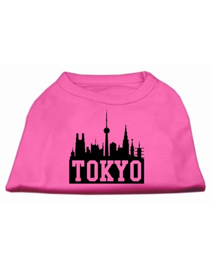 Tokyo Skyline Screen Print Shirt Bright Pink Lg