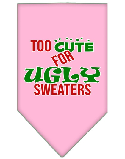 Too Cute for Ugly Sweaters Screen Print Bandana Light Pink Large