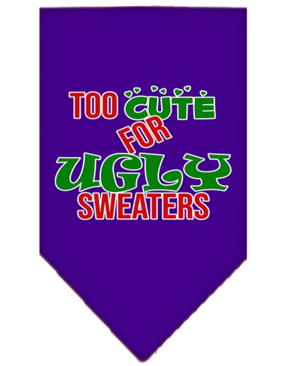Too Cute for Ugly Sweaters Screen Print Bandana Purple Large