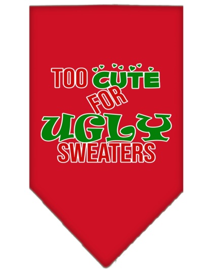 Too Cute for Ugly Sweaters Screen Print Bandana Red Large