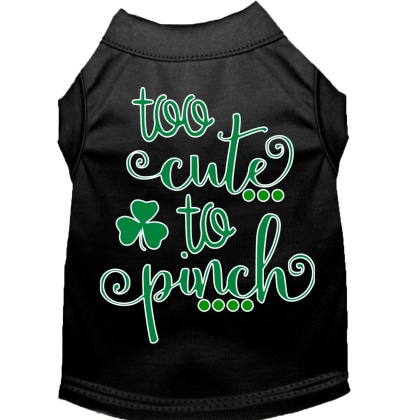 Too Cute to Pinch Screen Print Dog Shirt Black Lg