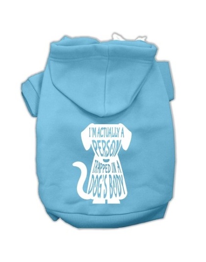 Trapped Screen Print Pet Hoodies Baby Blue Size Lg