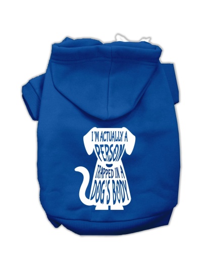 Trapped Screen Print Pet Hoodies Blue Size Lg