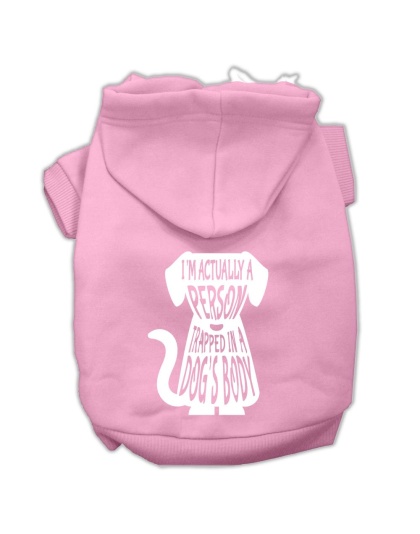 Trapped Screen Print Pet Hoodies Light Pink Size Lg
