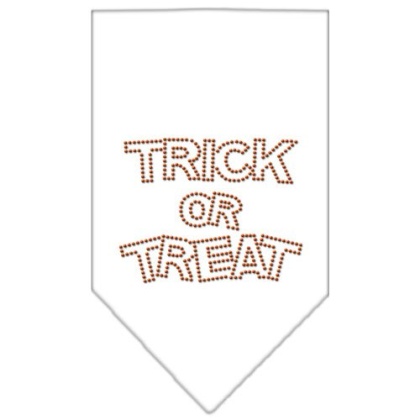 Trick or Treat Rhinestone Bandana White Large