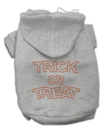 Trick or Treat Rhinestone Hoodies Grey L