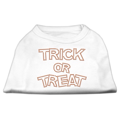 Trick or Treat Rhinestone Shirts White L