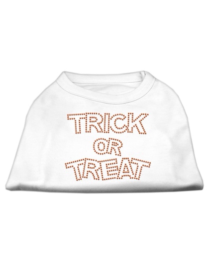 Trick or Treat Rhinestone Shirts White L